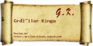 Gröller Kinga névjegykártya